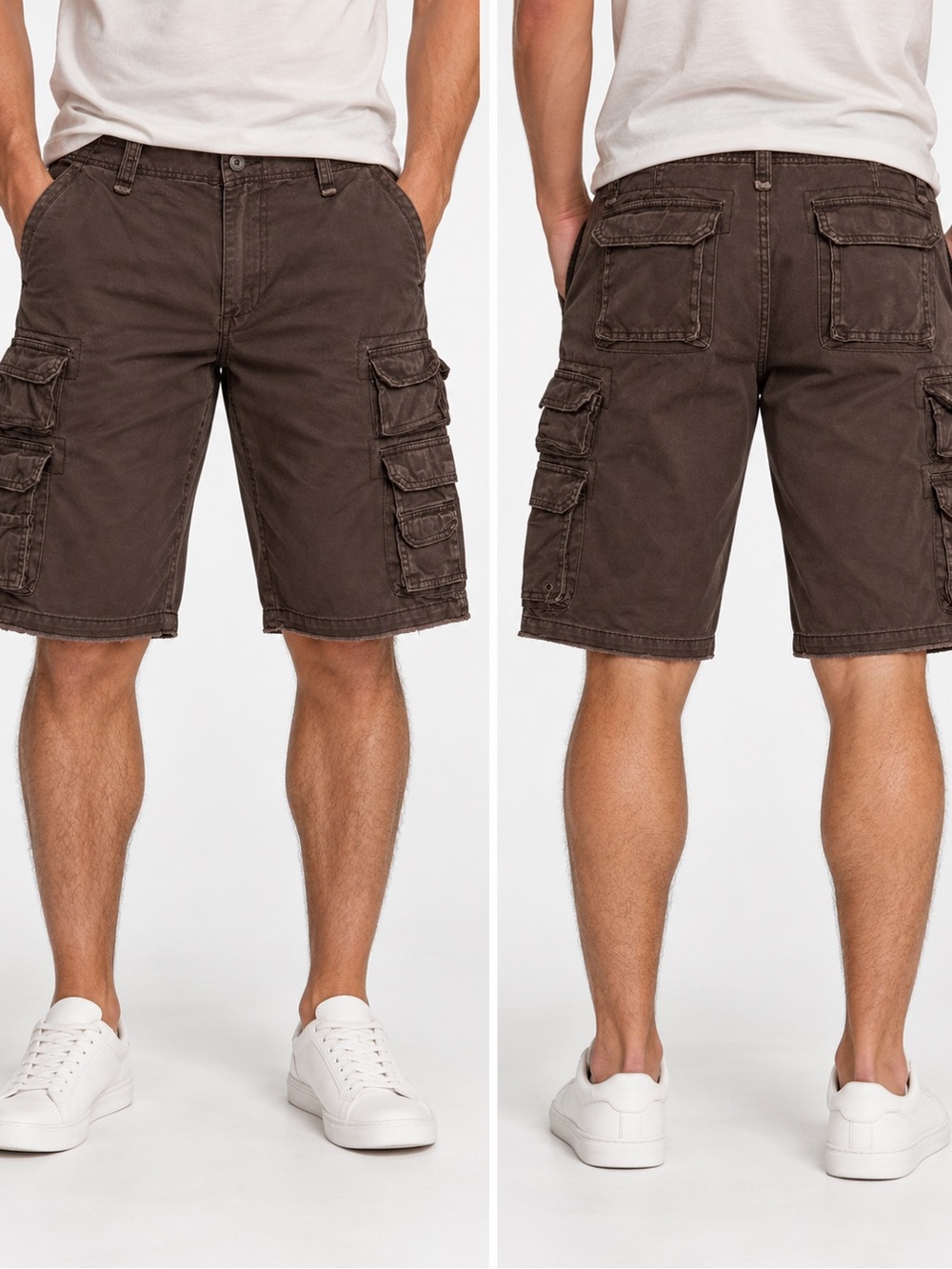 Plugg Men's Cargo Shorts in Dark Brown